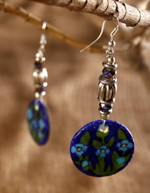 Round Pendant Earring (Blue)
